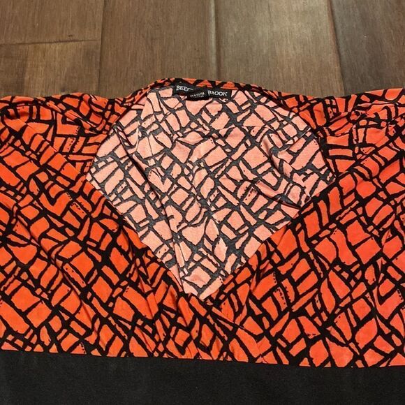 Beechers Brook peach and black color, mini Dress with belt size extra large - Picture 3 of 11